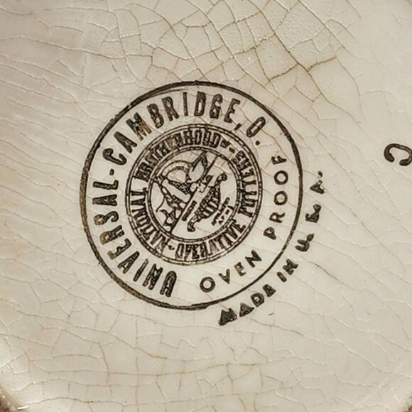 Vintage 1940's Universal Cambridge Glazed Pottery Pitcher Age Cracks in Glaze - Picture 9 of 11